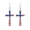 Trendy USA Flag Cross Pendant Dangle Earring 8ZA6JER191L