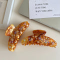Vintage Rhinestone Floral Acetate Hair Claw Clip 6W6HCP1626
