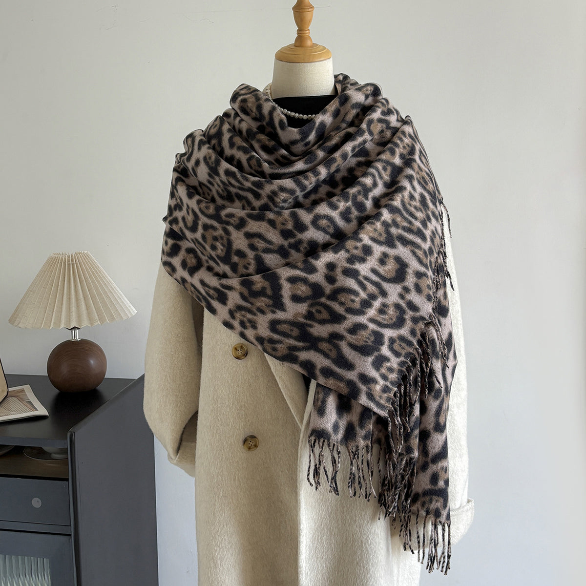 Leopard Print Tassel Scarf - DippedShop Wholesale - #8147
