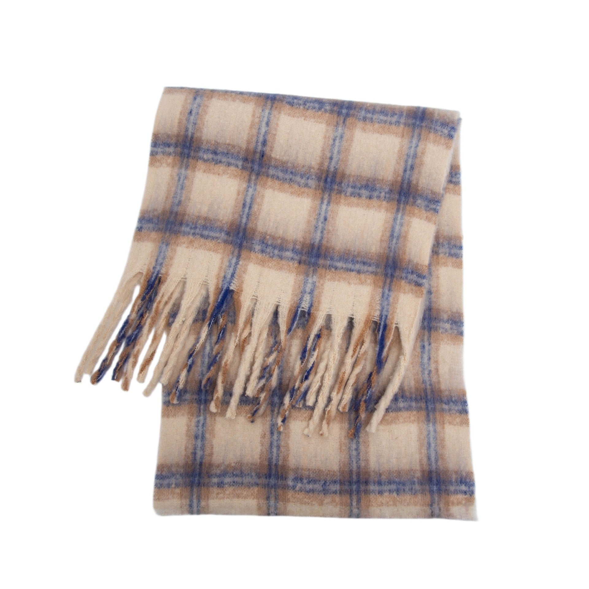 Plaid Fringed Wide Scarf - DippedShop Wholesale - #7283