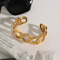 Chunky Gold Plated Wide Geometric Open Bracelet 6W6JBR600
