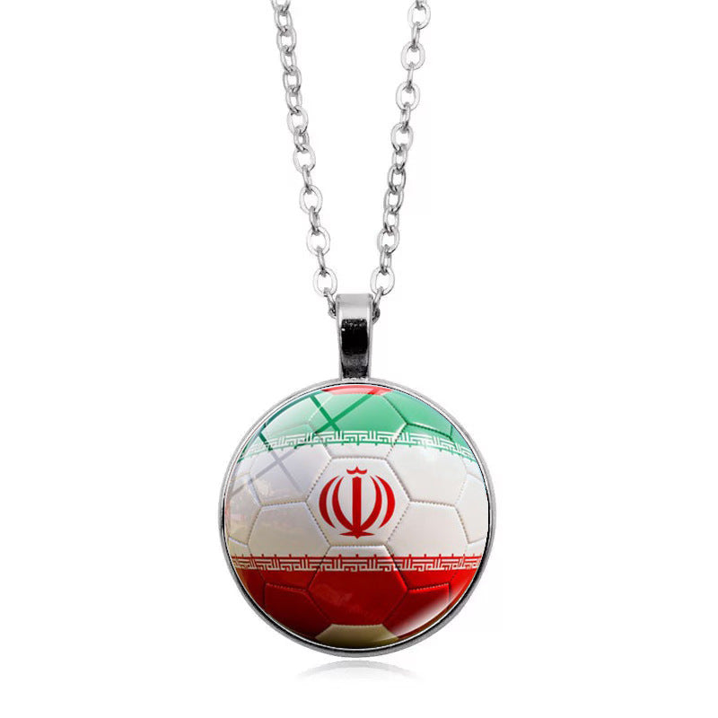 Stylish Country Flag Football Shape Pendant Necklace 8ZA6JNC279T