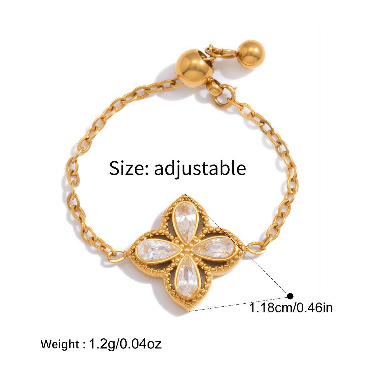 Adjustable Cubic Zirconia Ring - DippedShop Wholesale - #4435