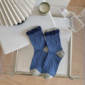 Vintage Argyle Ripple Textured Mid Calf Socks 6W8FSO774