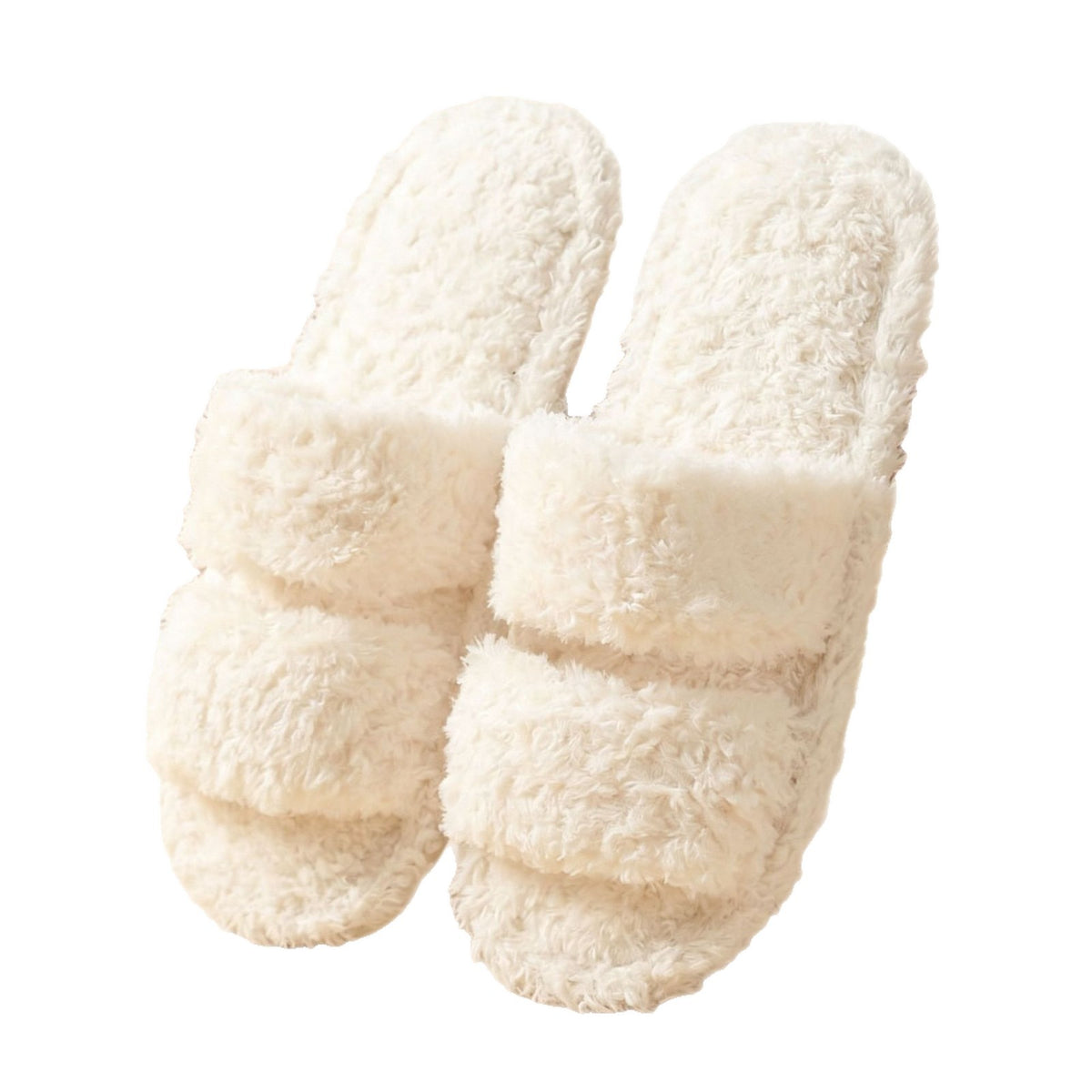 Fuzzy Plush Solid Color Open-Toe Slippers 6W8FSP235