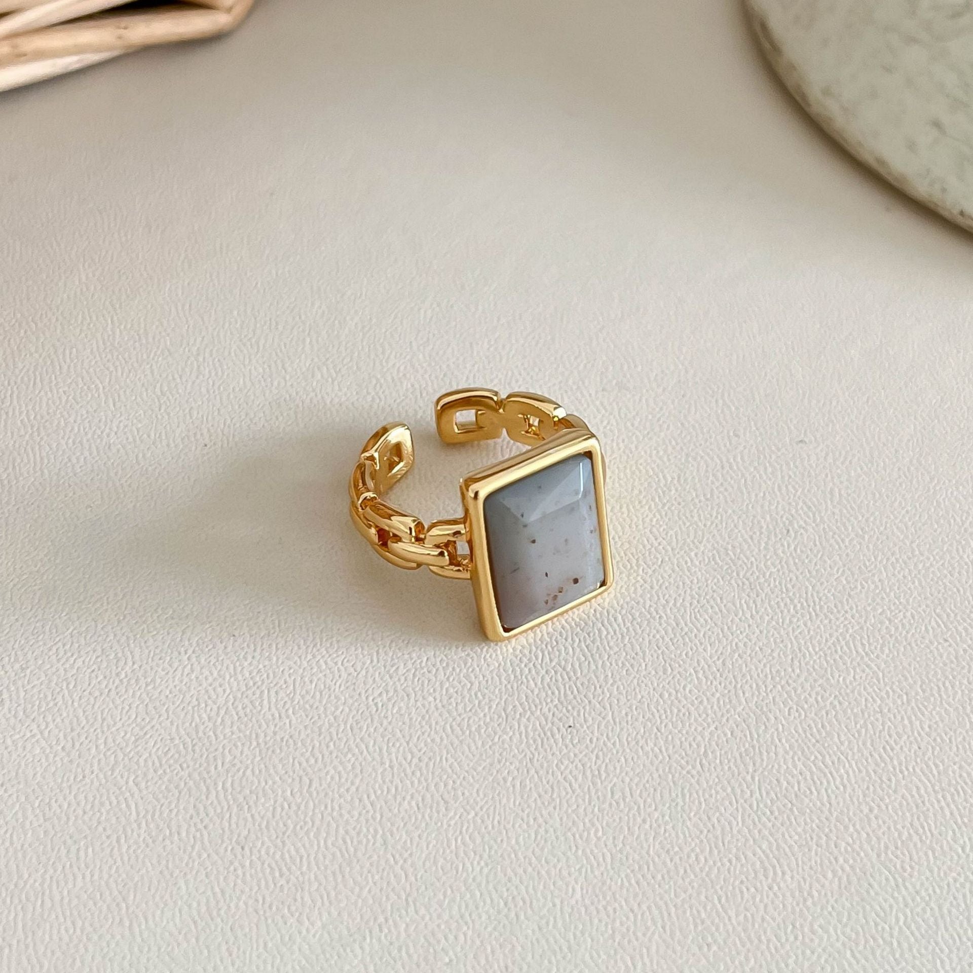 Gold Plated Natural Stone Open - DippedShop Wholesale - #7107