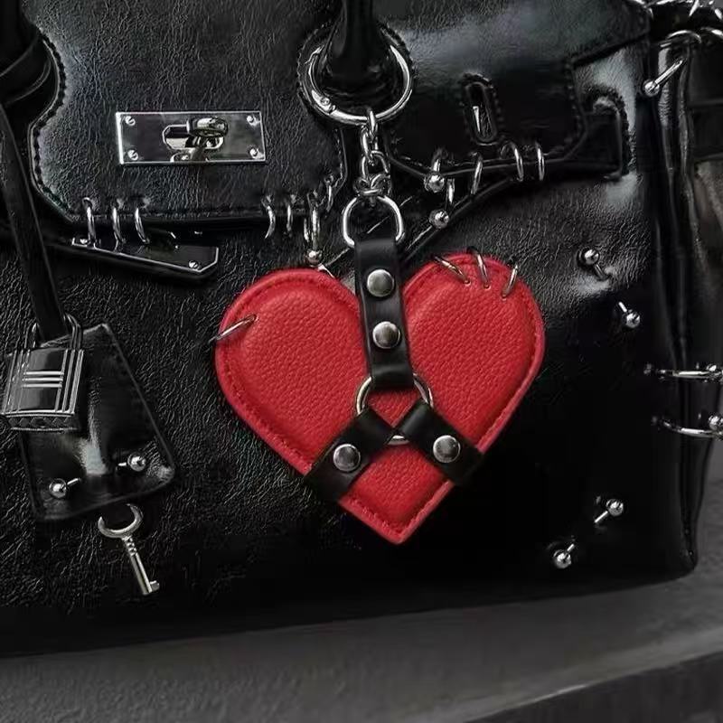 Studded Heart Bag Charm - DippedShop Wholesale - #4963