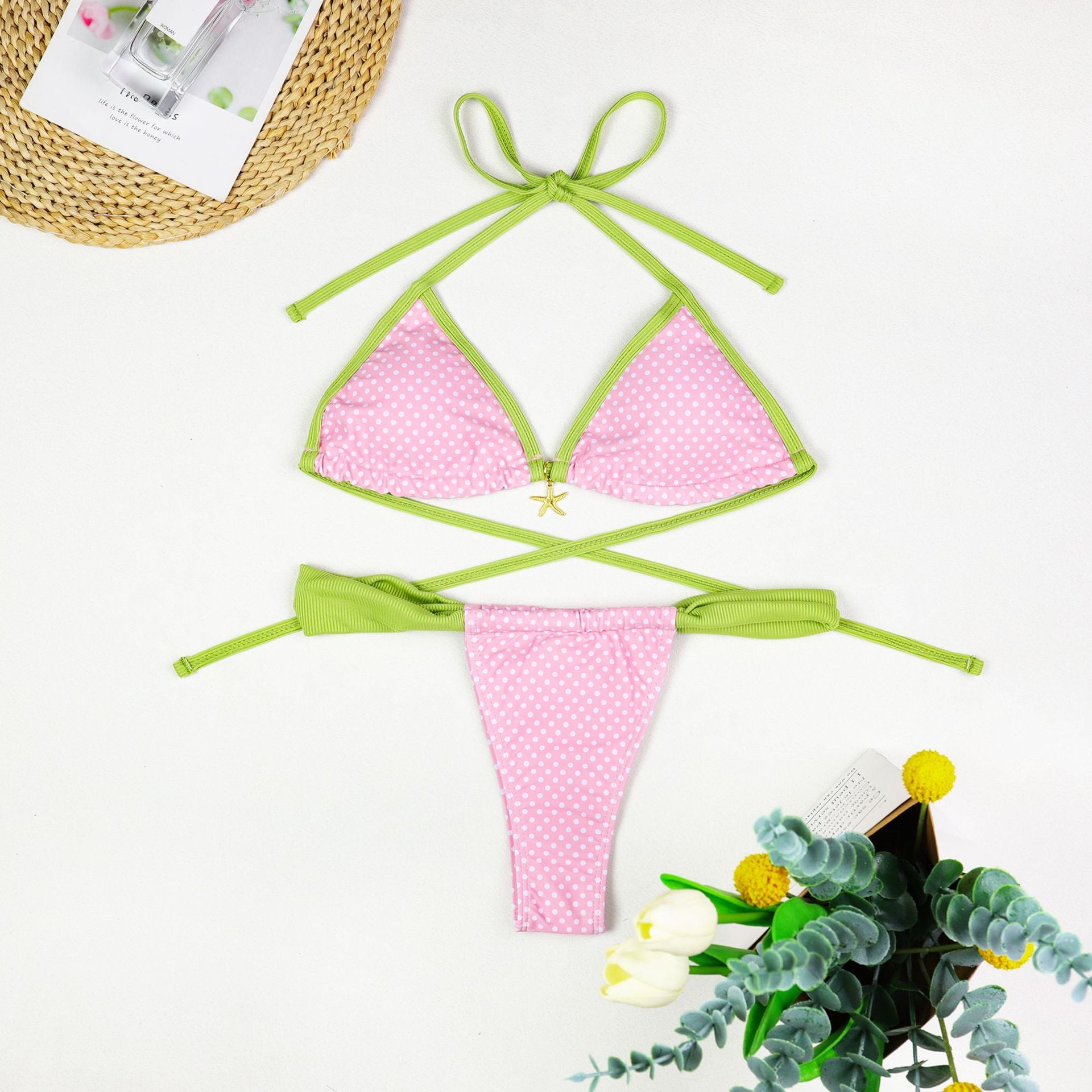 Metal Shell Halter Bikini - DippedShop Wholesale - #7987