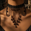 Halloween Lace Hollow Out Tassel Choker Necklace 6W6JNC610