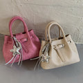 Solid Color Suede Belt Buckle Handbag 6W10BBG1376