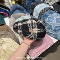Plaid Fluffy Beret Hat - DippedShop Wholesale - #7699