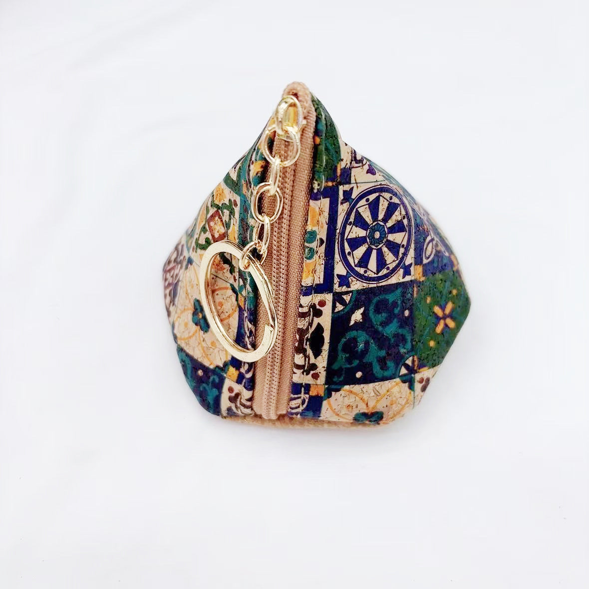 Cute Floral Print Cork Triangle Mini Coin Case 6S10BWB109