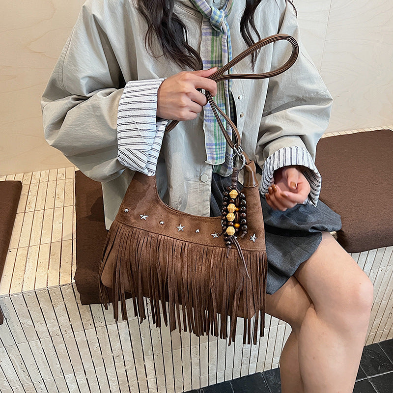 Boho Fringe Hobo Large Capacity Shoulder Bag 6W10BBG2351