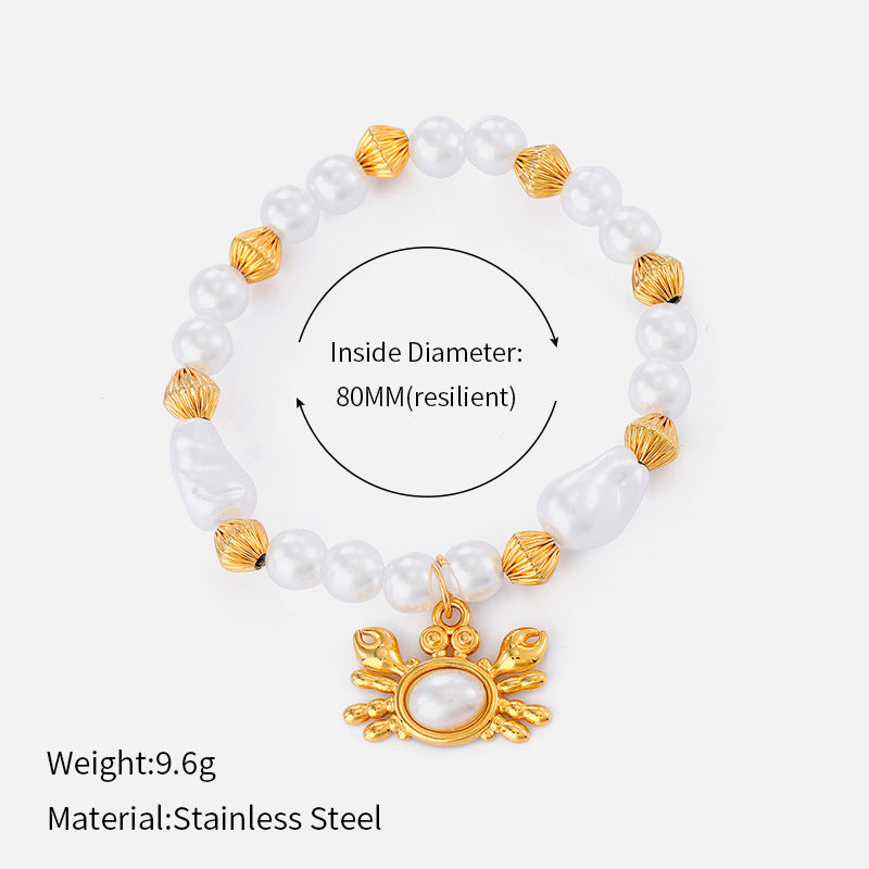 Elegant Pearl Shell Charm Beaded Chain Bracelet 6W6JBR523
