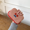 Cute Cherry Embroidery Plaid Print Makeup Bag MK2BW6S10BOB55