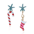 Rhinestone Santa Claus Candy Cane Bow Dangle Earrings 6W6JER690