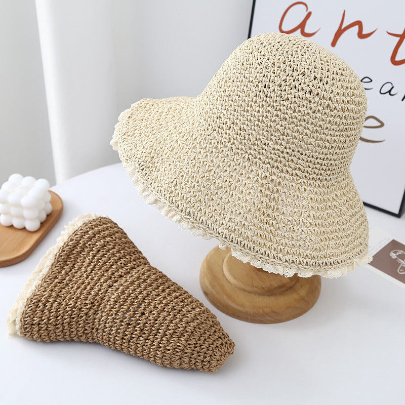Elegant Lace Straw Bucket Hat - DippedShop Wholesale - #8211