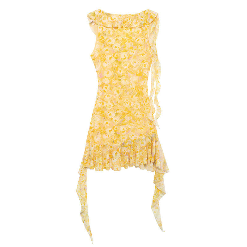 Sweet Pleated Printed Bodycon Mini Dress DP25C967