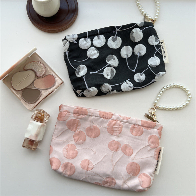 Sweet Cherry Print Portable Cosmetic Bag 6C5CO281