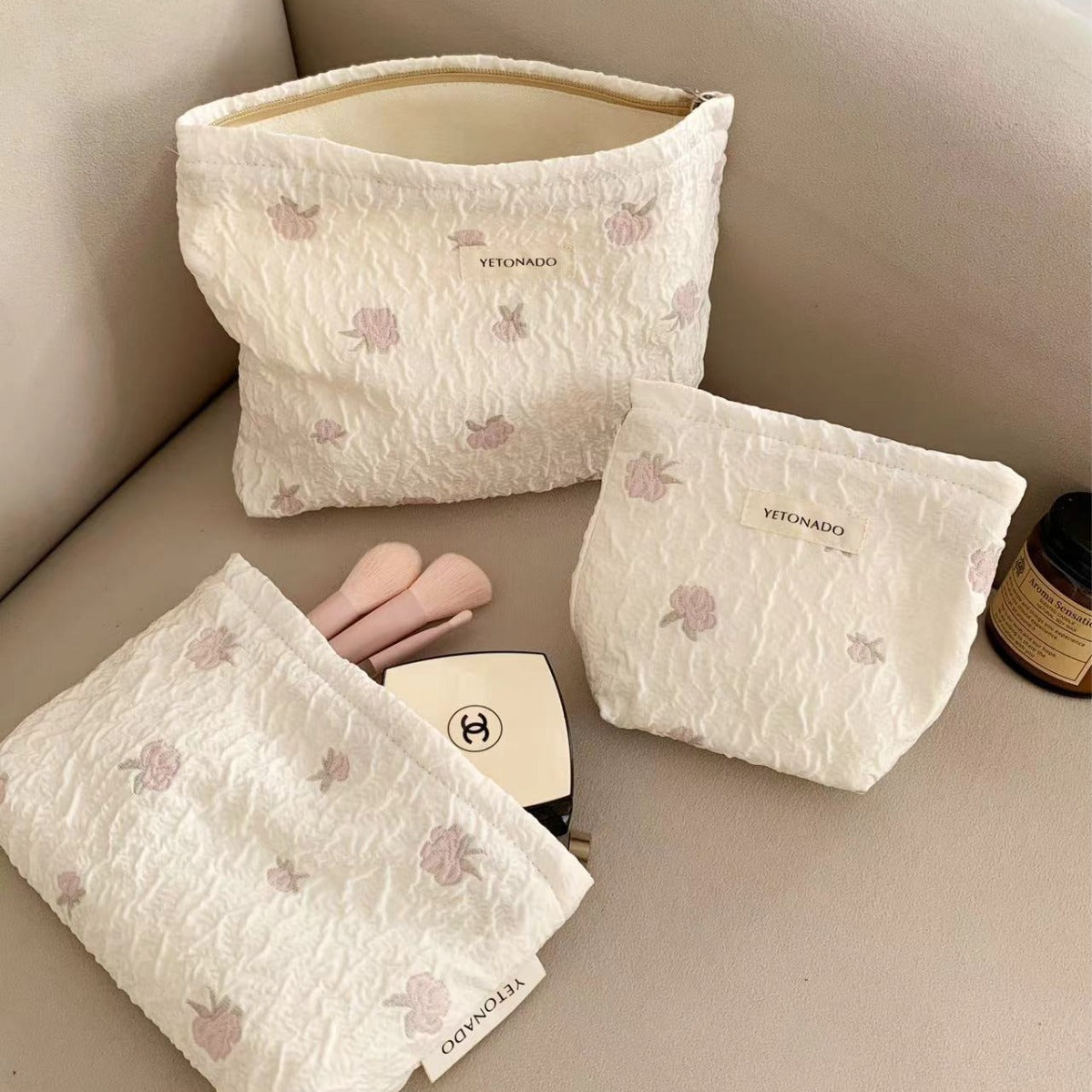 Elegant Rose Embroidery Large Capacity Cosmetic Bag MK2BW6W10BOB408