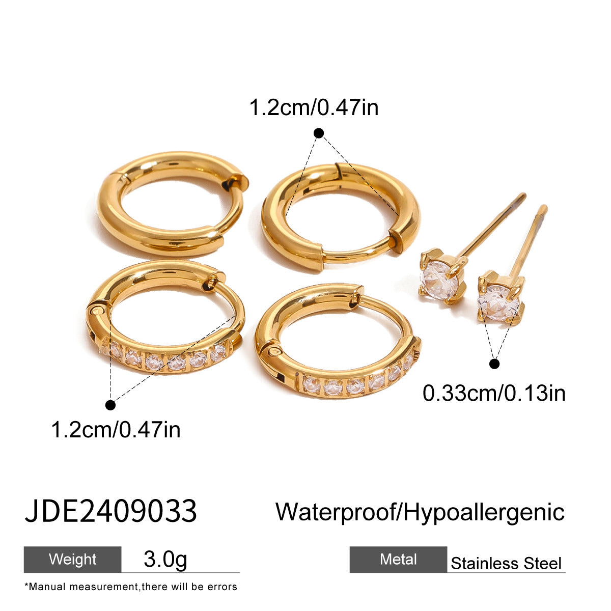 Gold Plated Rhinestone Hoops - DippedShop Wholesale - #6723