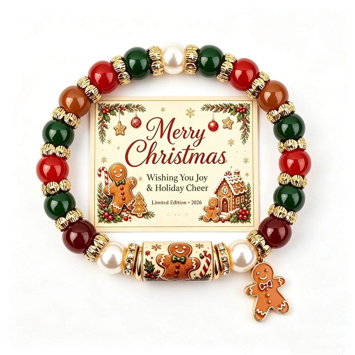 Colorful Crystal Christmas Tree Charm Beaded Bracelet 6W6JBR650