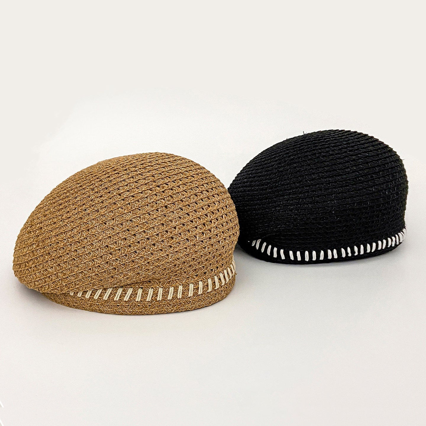 Elegant Artist Crochet Breathable Straw Beret Hat MK2CK6W6HAT63
