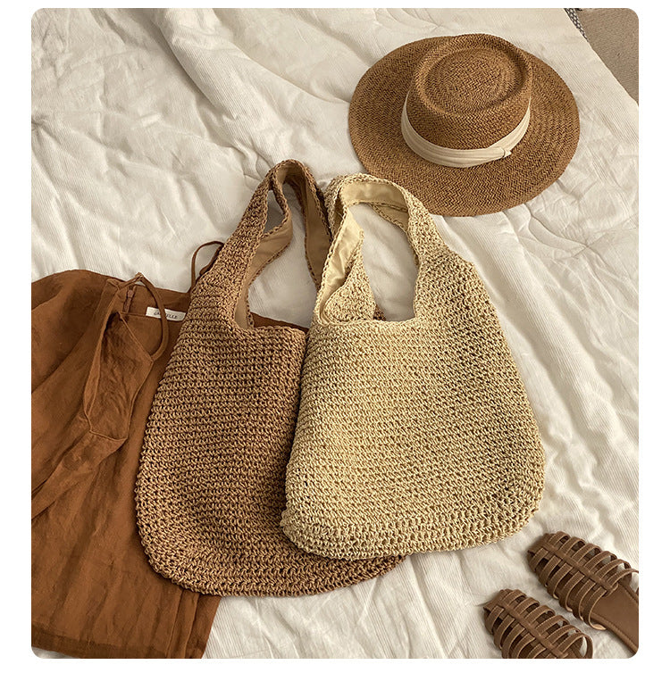 Woven Straw Shoulder Bag - DippedShop Wholesale - #8899