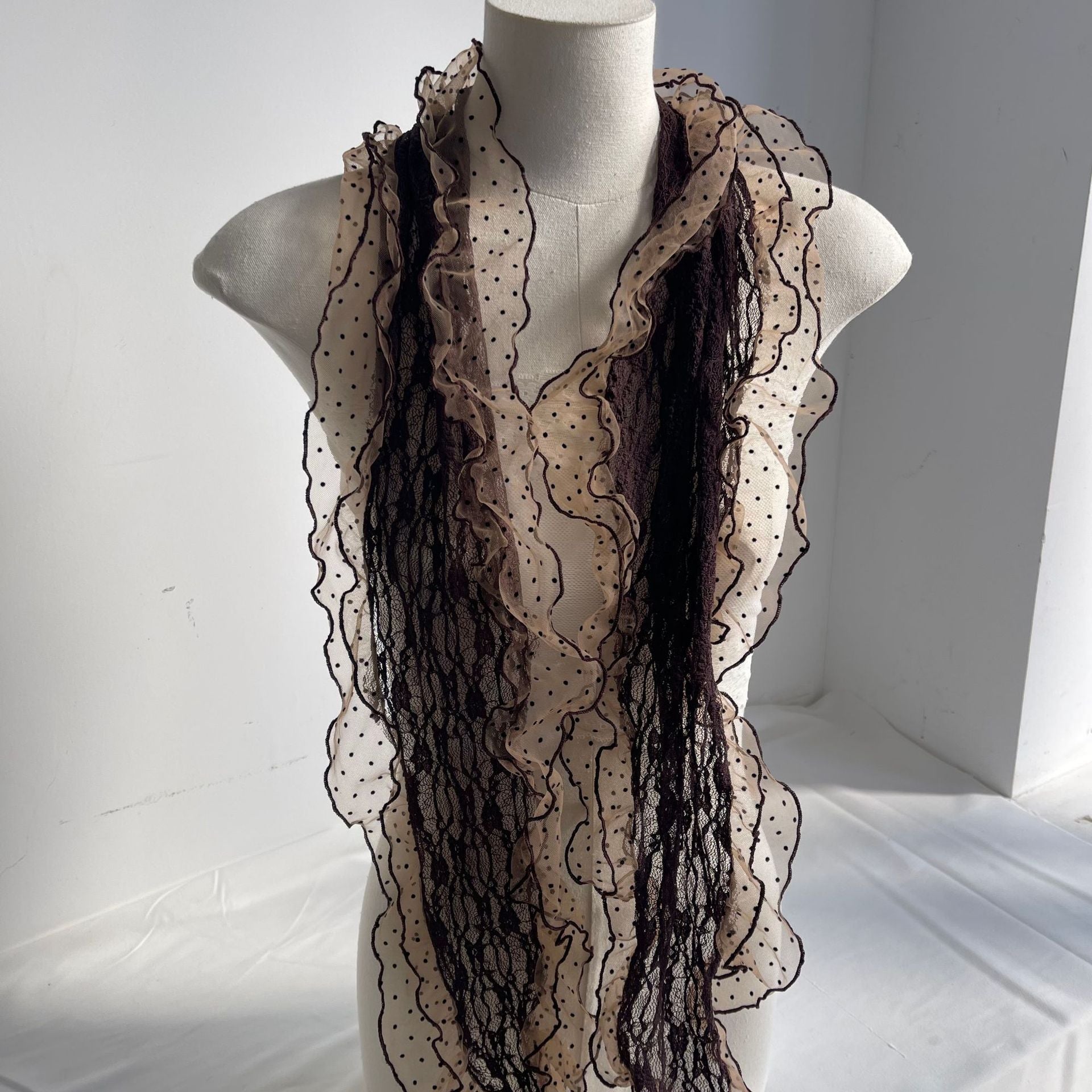 Elegant Mesh Polka Dots Lace Silk Scarf MK2BLW6W6NSI82