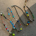 Fresh Colorful Beaded Chain Apple Pendant Necklace 6W6JNC657