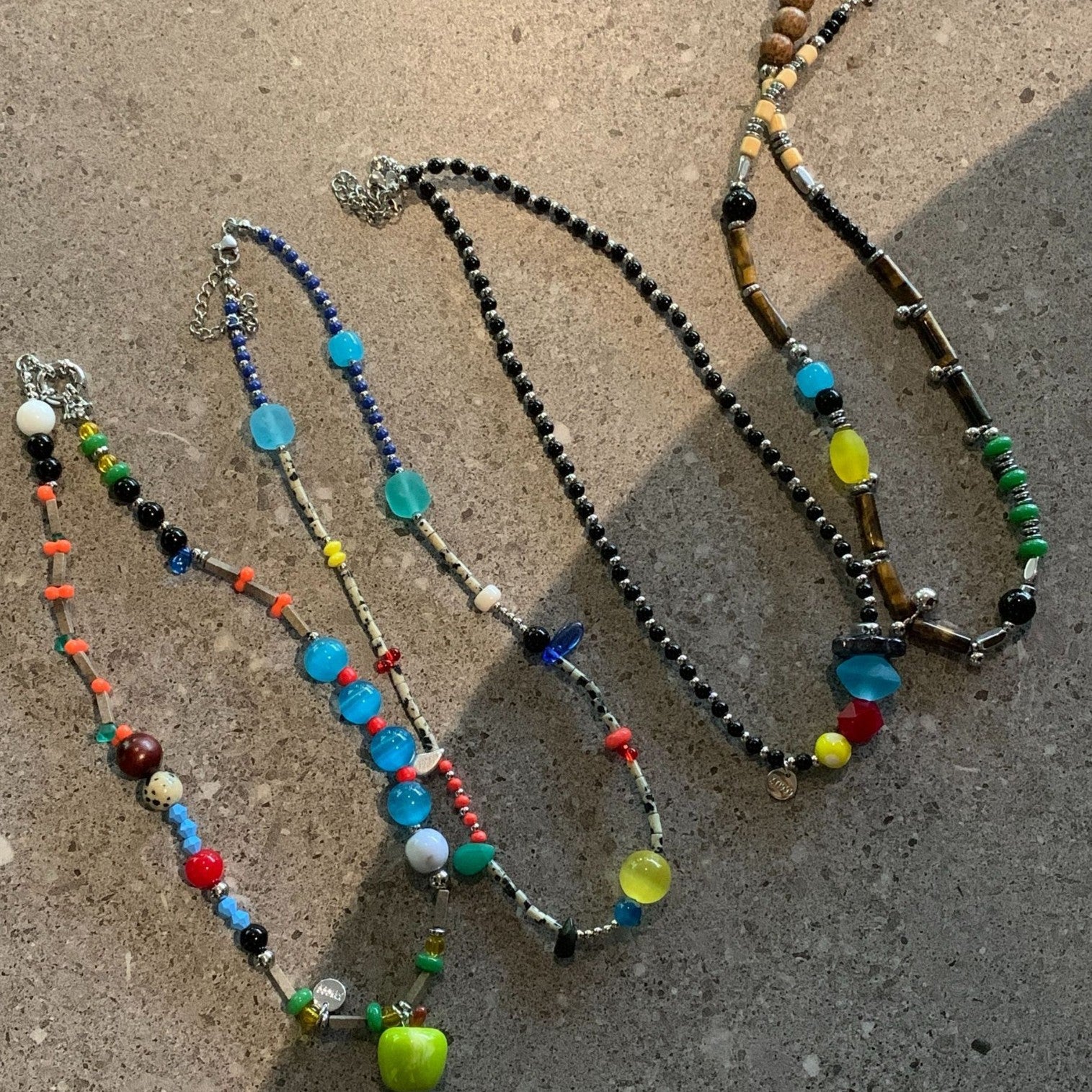 Fresh Colorful Beaded Chain Apple Pendant Necklace 6W6JNC657