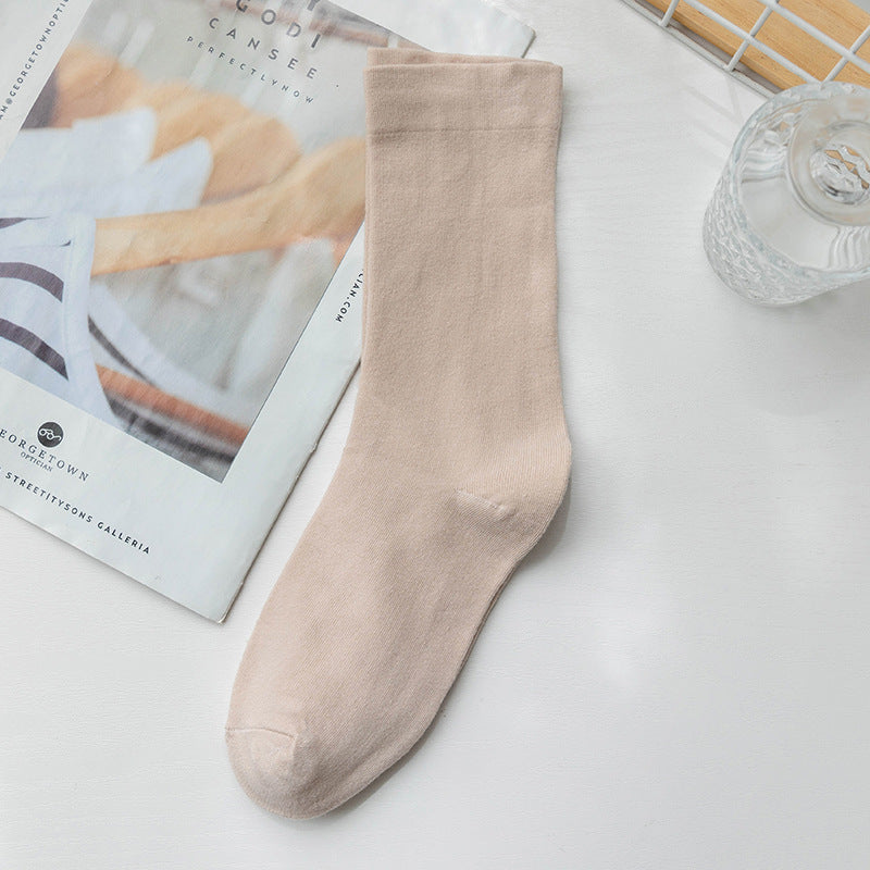 Solid Cotton Mid Calf Socks - DippedShop Wholesale - #2563