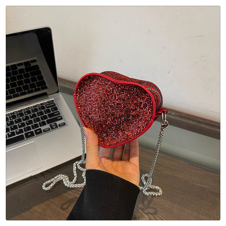 Sparkly Rhonestone Heart Shape Purse Crossboay Bag 6W10BBG1735