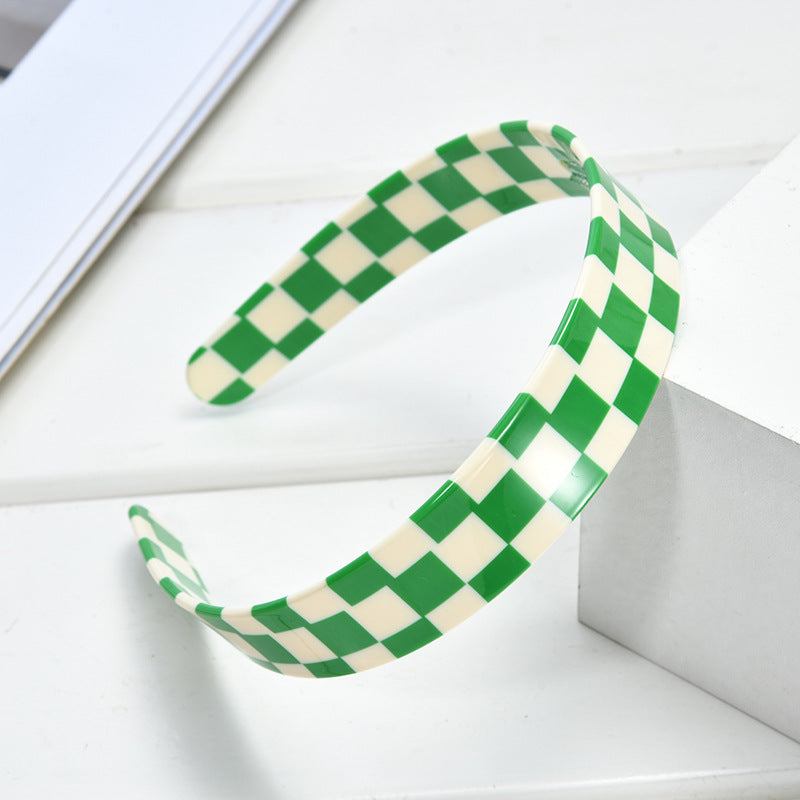 Minimalist Color Block Plaid Pattern Acetate Headband MK2PIM6W6HBD64
