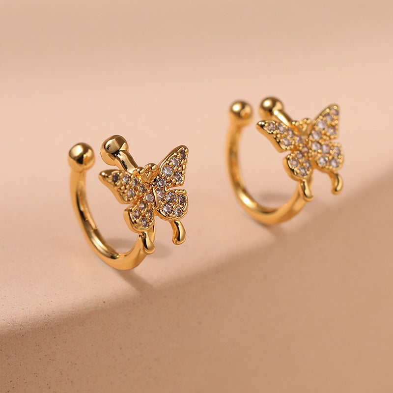 Elegant Butterfly Zircon Clip Earings DPJE1240