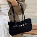 Retro Belted Leather Trim Large Capacity Tote Bag 6W10BBG2430
