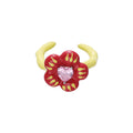Sweet 3D Floral Heart Zircon Open Ring 6W6JRG250