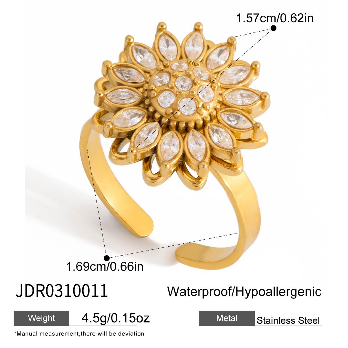 Rotatable Sunflower Ring - DippedShop Wholesale - #7875