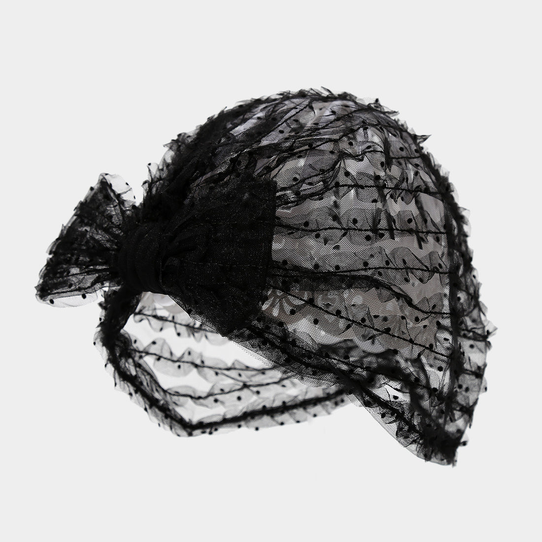 Vintage Polka Dot Mesh Bow Turban Cap MK2BCR6W6HAT10