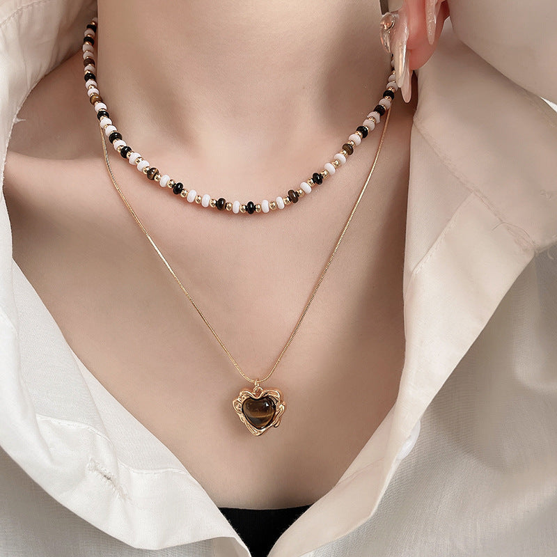 Vintage Irregular Tiger Eyes Stones Necklace 6W6JNC909
