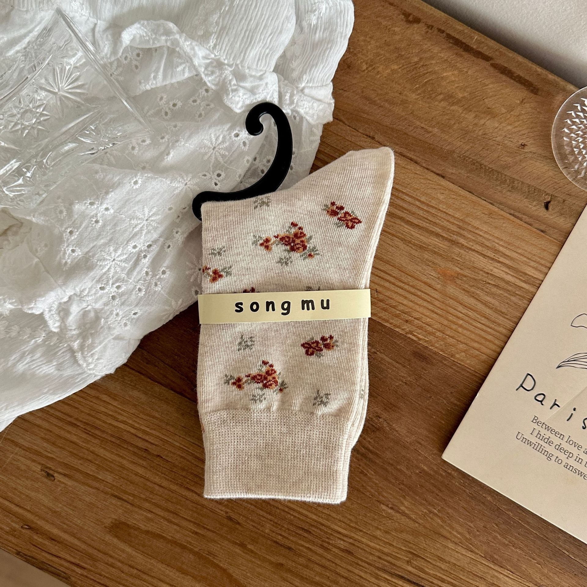 Floral Bow Crew Socks - DippedShop Wholesale - #4211
