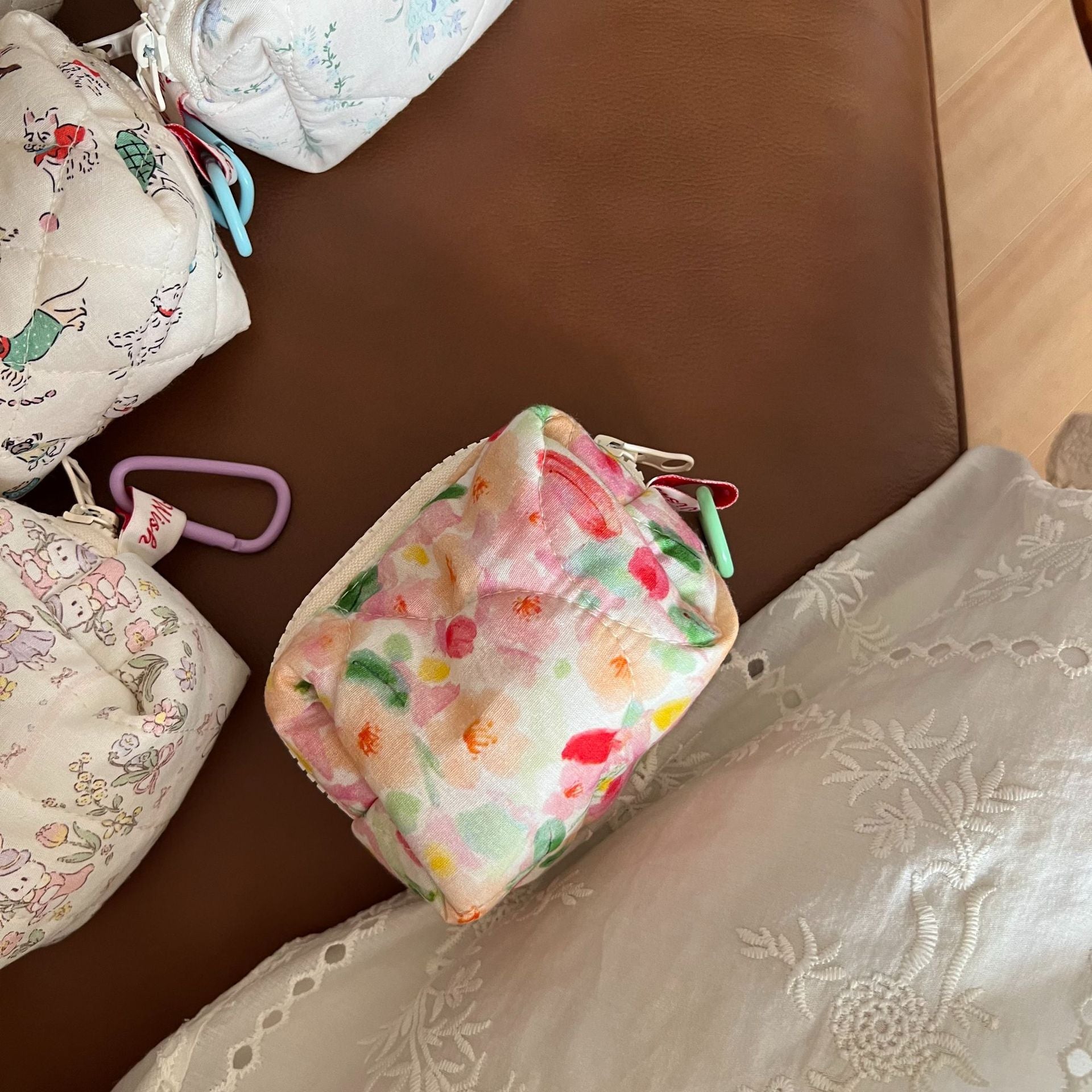 Chic Floral Print Quilted Shell Coin Purse 6S10BWB148