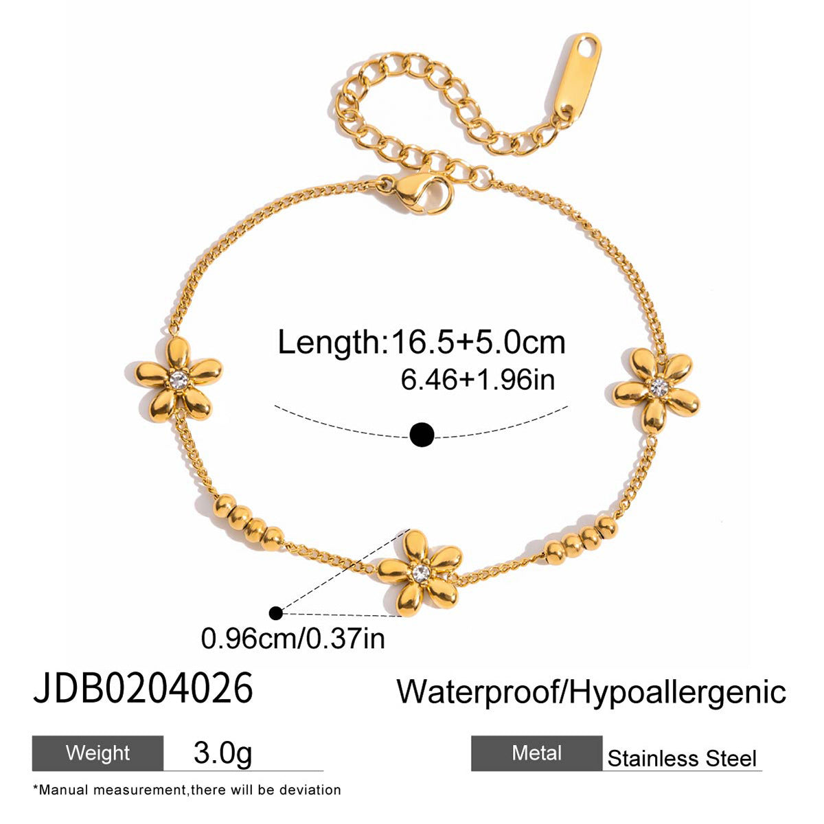 Minimalist Cubic Zirconia Gola Plated Chain Bracelet 6W6JBR464