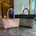 Trendy Hand-Woven Color Contrast Beach Handbag 8PU6BBG433T