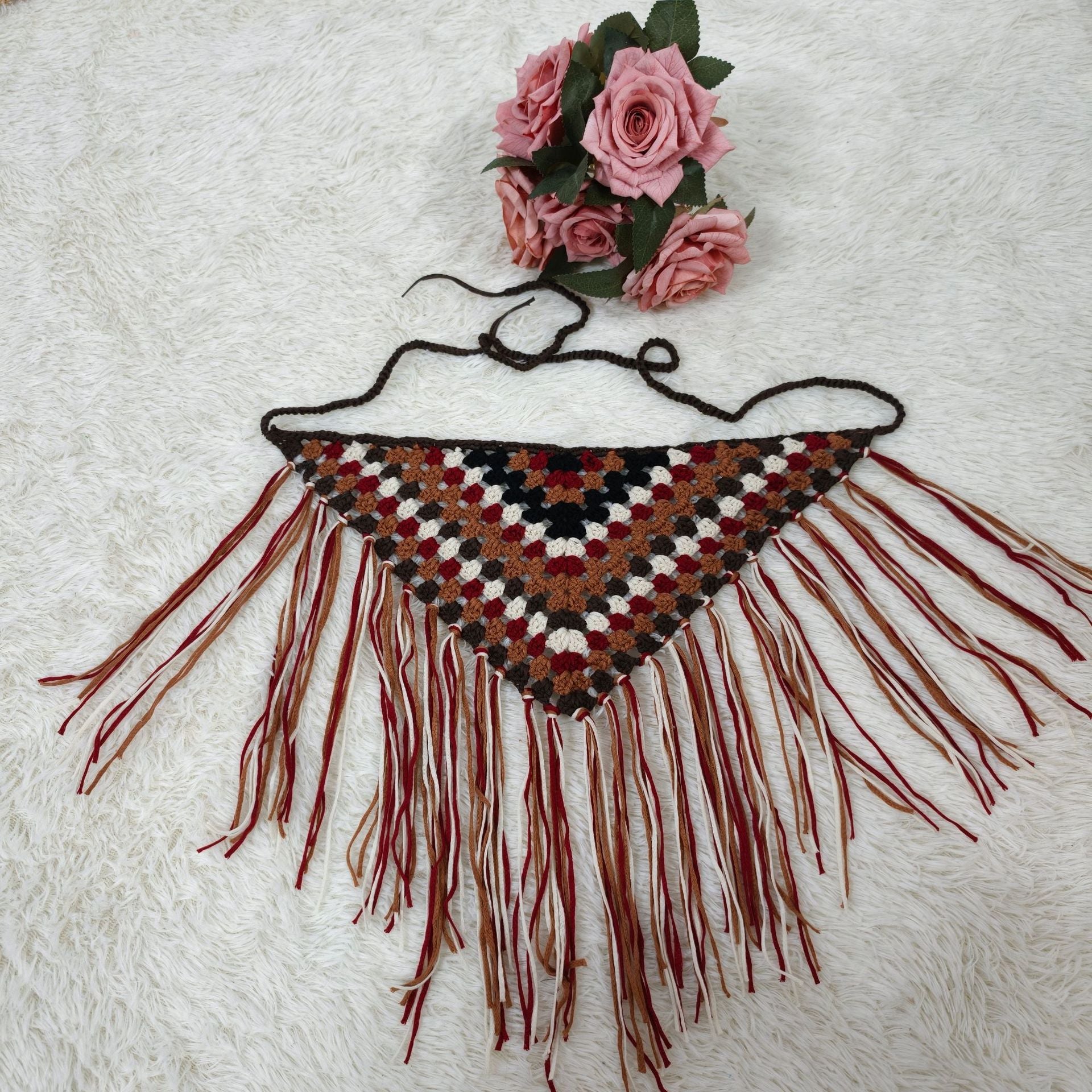 Sexy Hand-crochet Tassel Triangle Hip Cover 6W1SL17