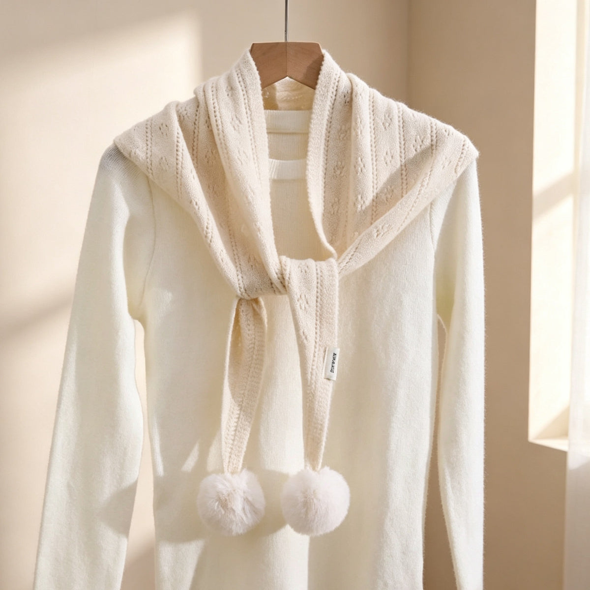 Pompom Triangle Scarf - DippedShop Wholesale - #5651