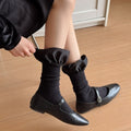 Sweet Satin Ruffle Solid Crew Socks 6W8FSO772
