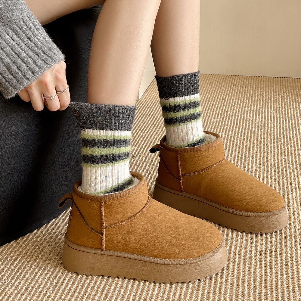 Minimalist Striped Wool Blend Thicken Crew Socks 6W8FSO537