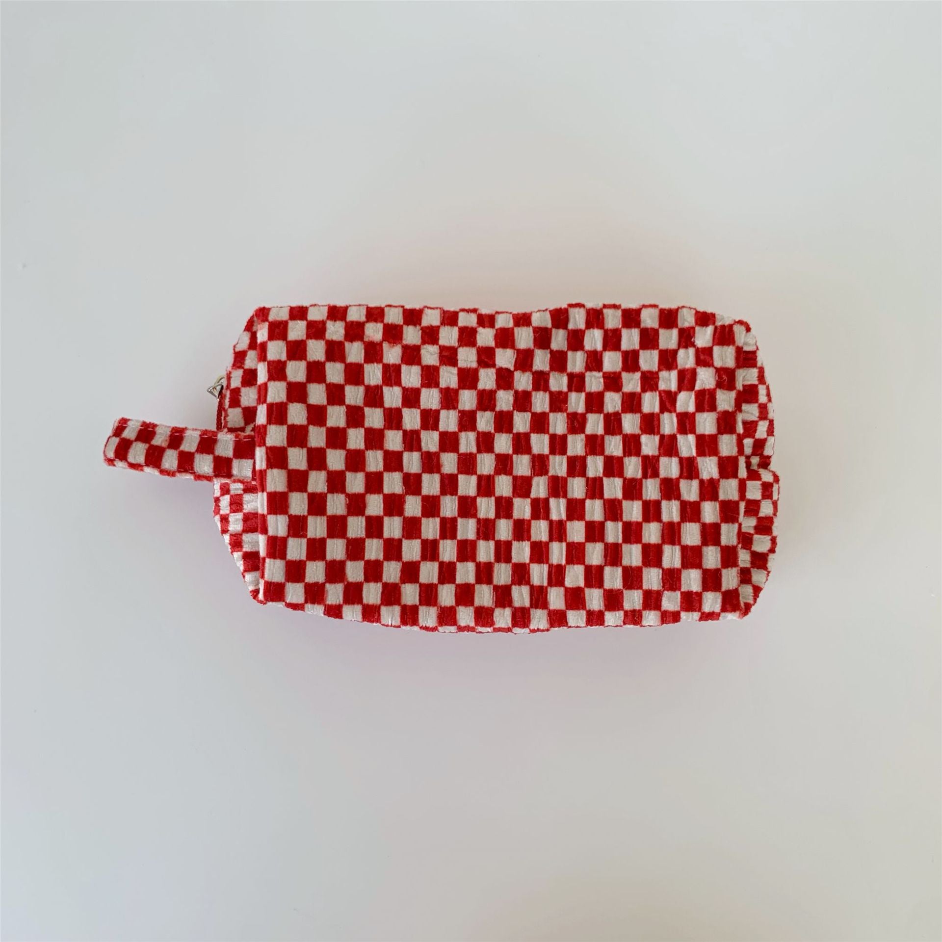 Color Block Plaid Pattern Velvet Makeup Bag MK2BW6S10BOB95