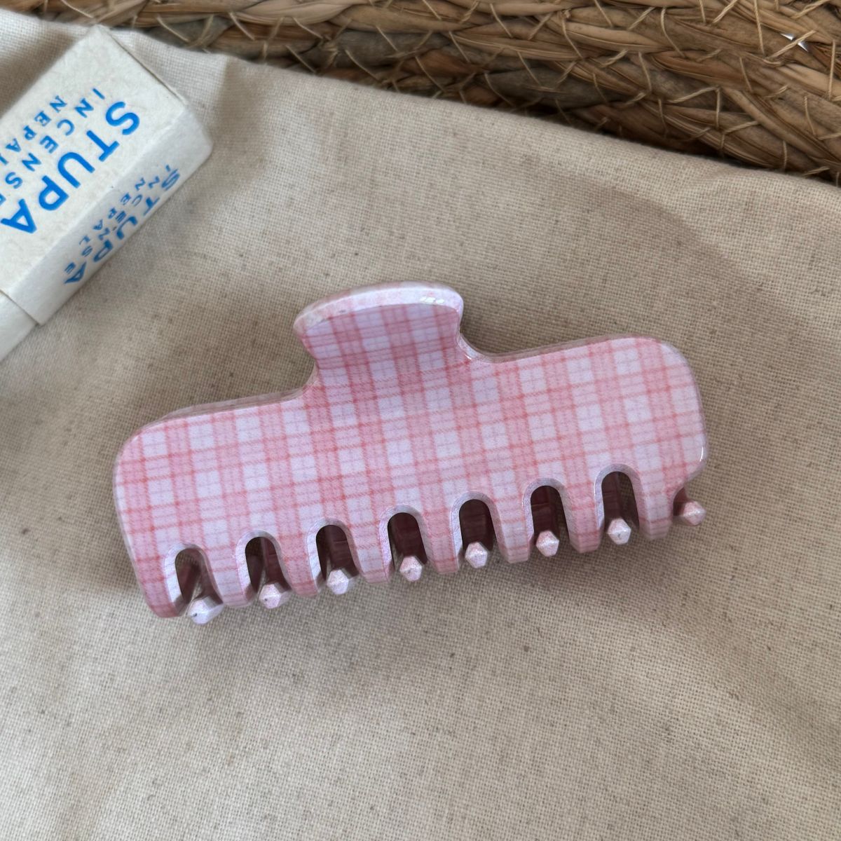 Elegant Plaid Striped Rectangular Hair Claw 6W6HCP1267